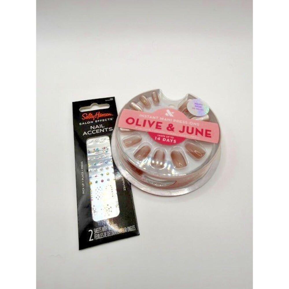Olive & June Instant Mani Press On Nails + Sally Hansen Nail Accents Stickers